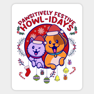 Pawsitively Festive Howl-idays pet christmas Magnet